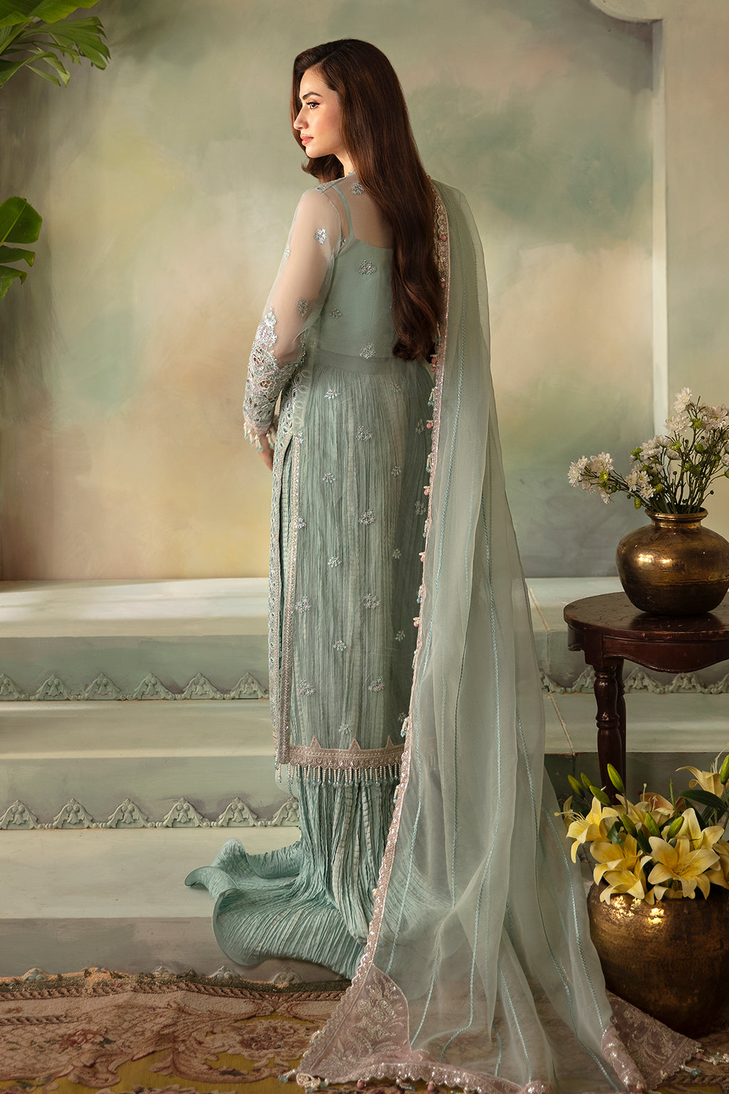 Saad Shaikh | Elana Wedding Formals | IRIS S Ice Blue Organza