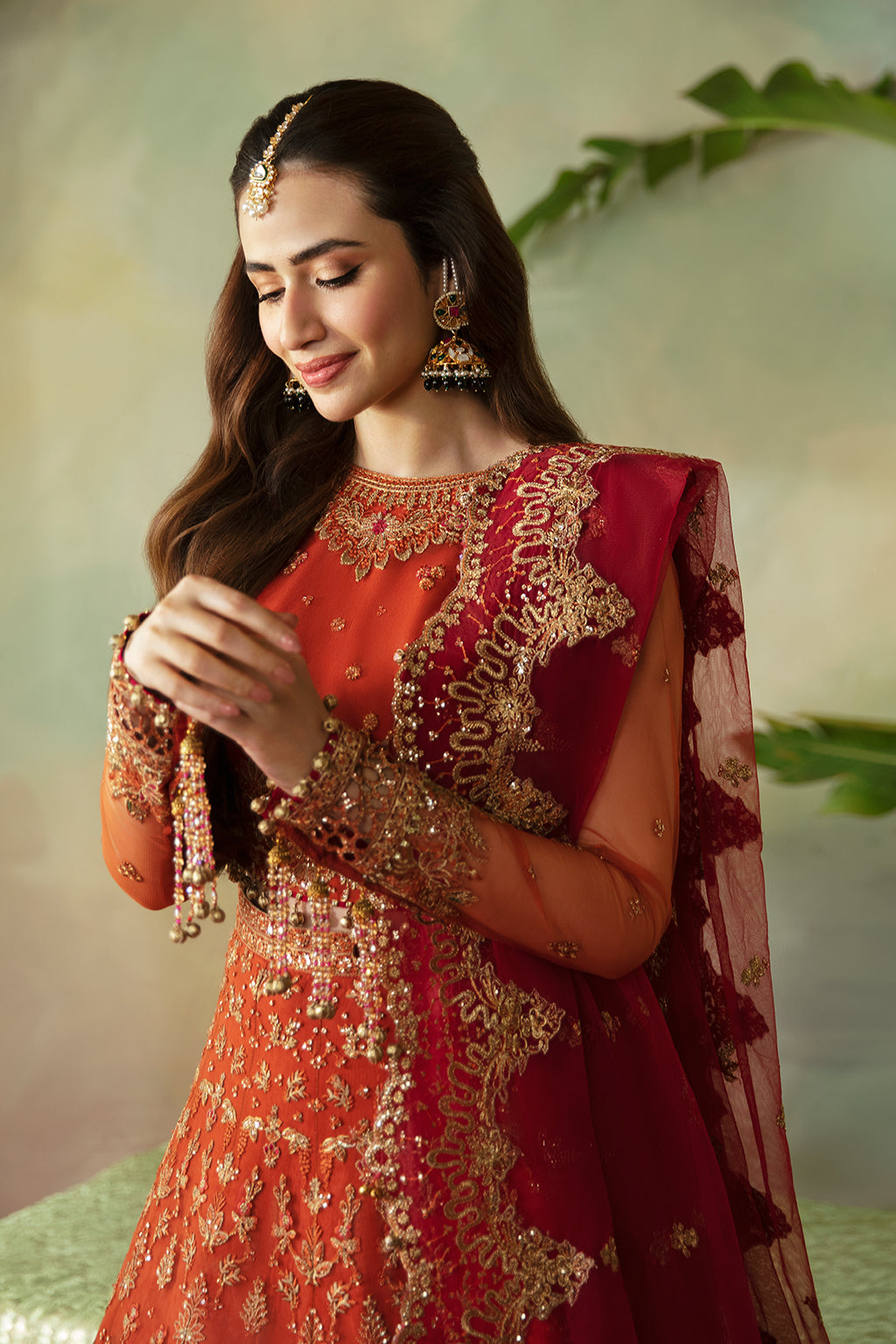 Saad Shaikh | Elana Wedding Formals |Raniya XL Rust Net
