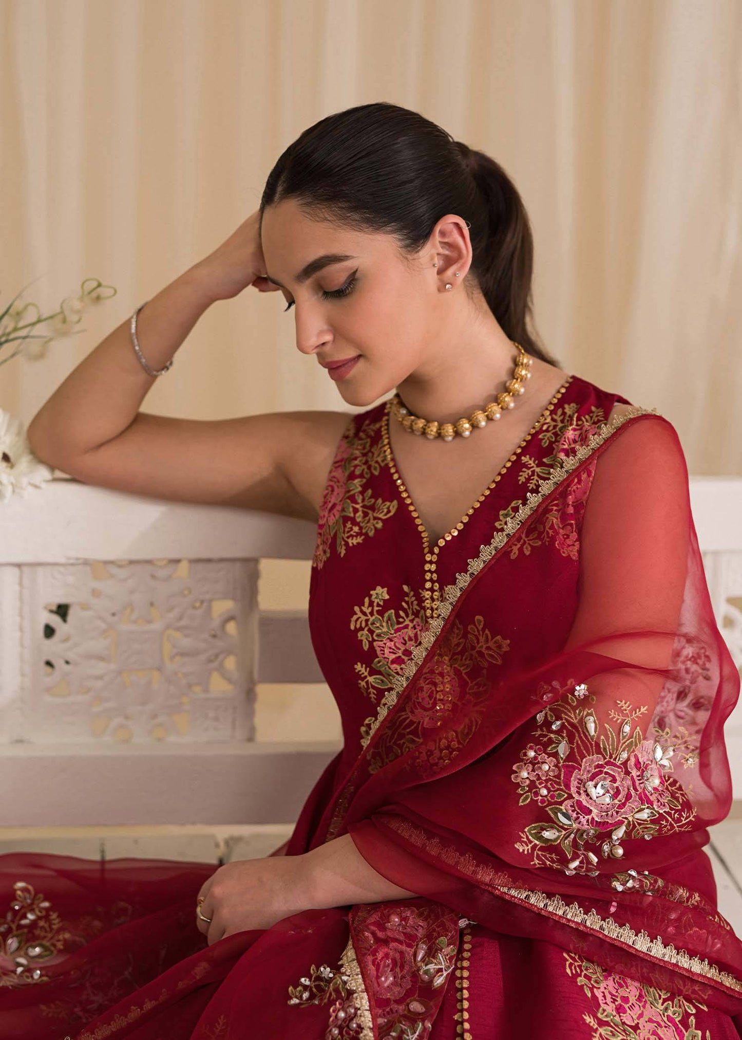 Sadaf Fawad Khan | Lyla Festive Pret | Deep Rose - Pakistani Designer Dress - by Sadaf Fawad Khan | Type: Formal - 100% Original at Saira Sultan