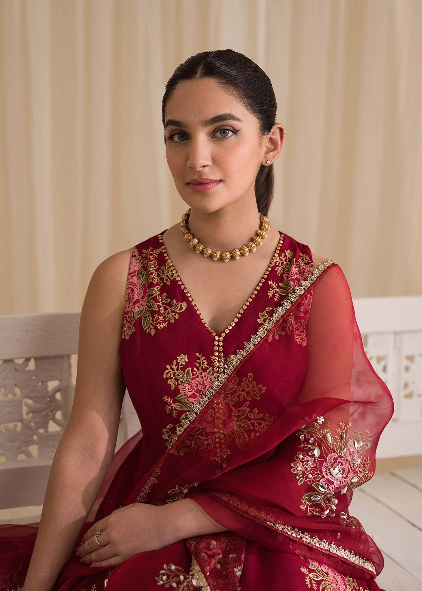 Sadaf Fawad Khan | Lyla Festive Pret | Deep Rose - Pakistani Designer Dress - by Sadaf Fawad Khan | Type: Formal - 100% Original at Saira Sultan