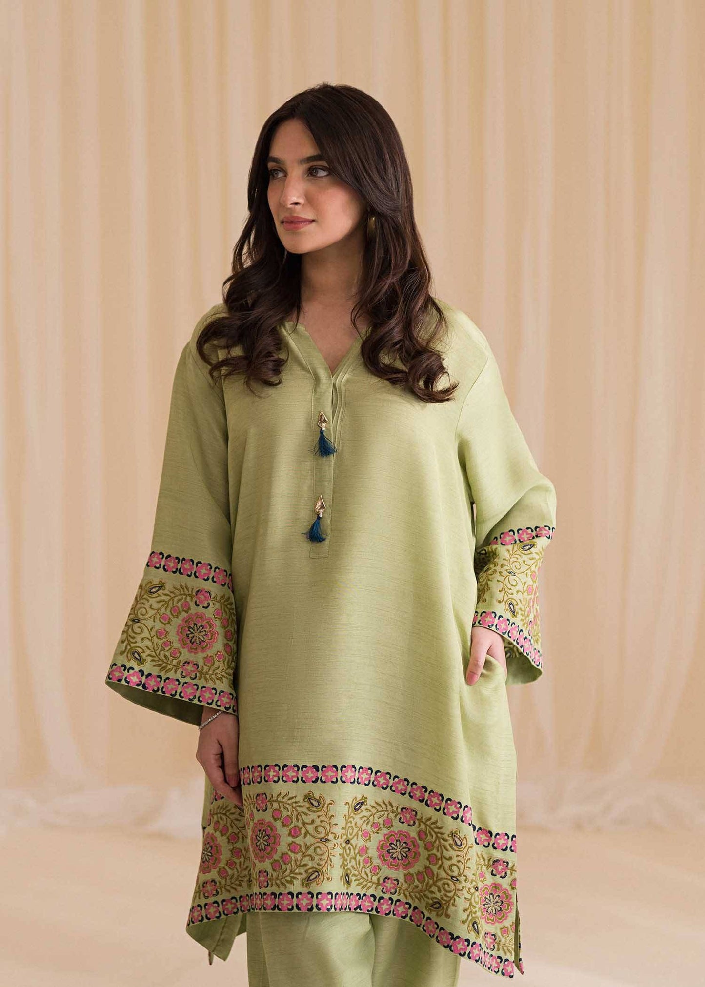 Sadaf Fawad Khan | Lyla Festive Pret | Moss - Pakistani Designer Dress - by Sadaf Fawad Khan | Type: Formal - 100% Original at Saira Sultan