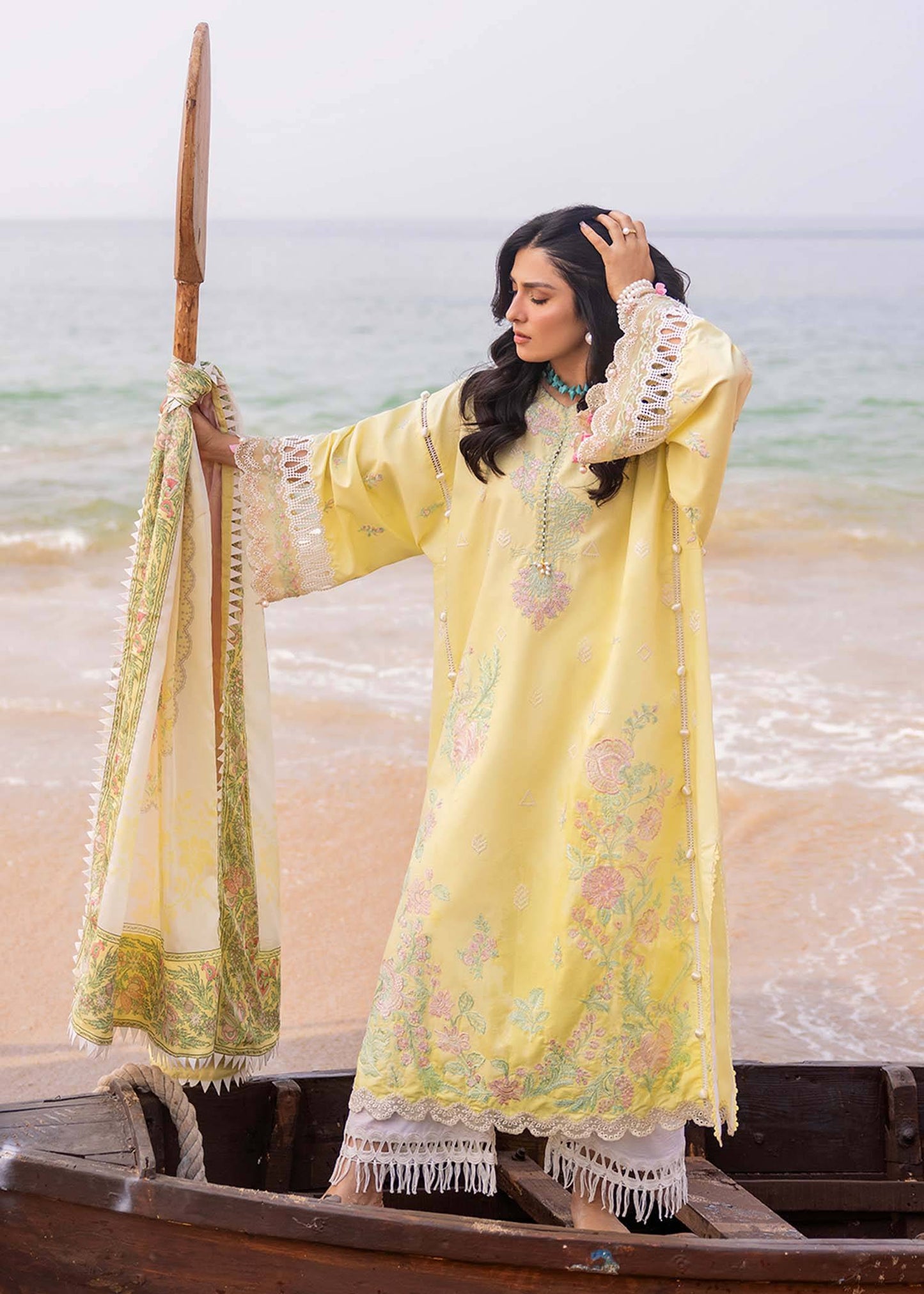 Sadaf Fawad Khan | Siraa Luxury Lawn 24| Amani (A) - Pakistani Designer Dress - by Sadaf Fawad Khan | Type: Luxury - 100% Original at Saira Sultan