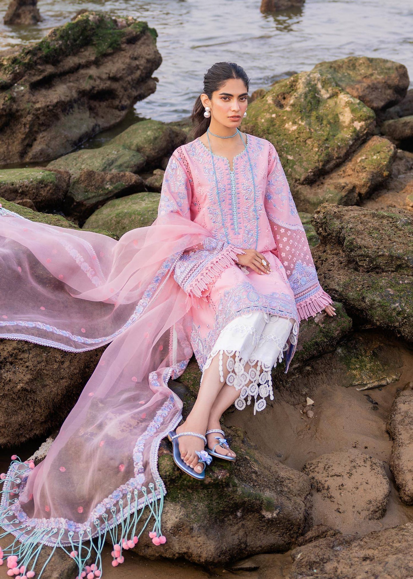 Sadaf Fawad Khan | Siraa Luxury Lawn 24| Amira (B) - Pakistani Designer Dress - by Sadaf Fawad Khan | Type: Luxury - 100% Original at Saira Sultan