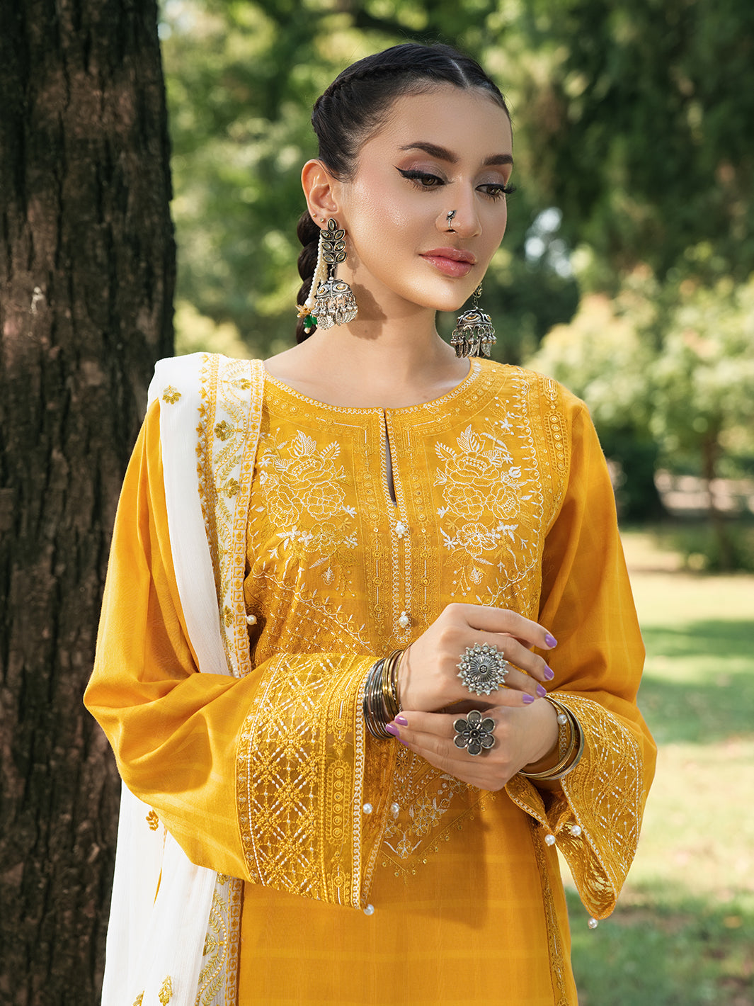 Hemstitch | The Garden Lawn | Saffron Petal - Pakistani Designer Dress - by Hemstitch - Type : Ladies Clothes - 100% Original at Saira Sultan