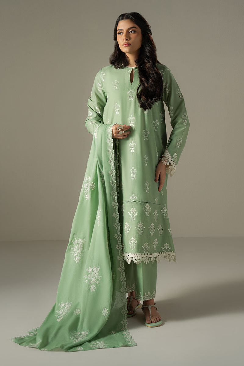 Cross Stitch | Chikankari Lawn 25 | SAGE GARDEN XS Sage Green Lawn