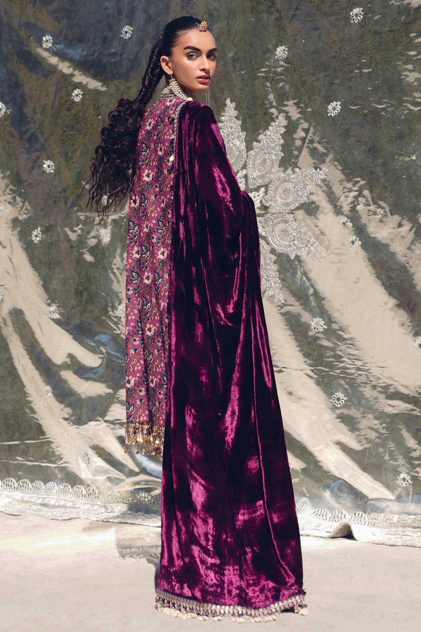 Sana Safinaz | Winter Shawl 24 | Velvet S241-006A-3CP - Pakistani Designer Dress - by Sana Safinaz | Type: Ladies Clothes - 100% Original at Saira Sultan