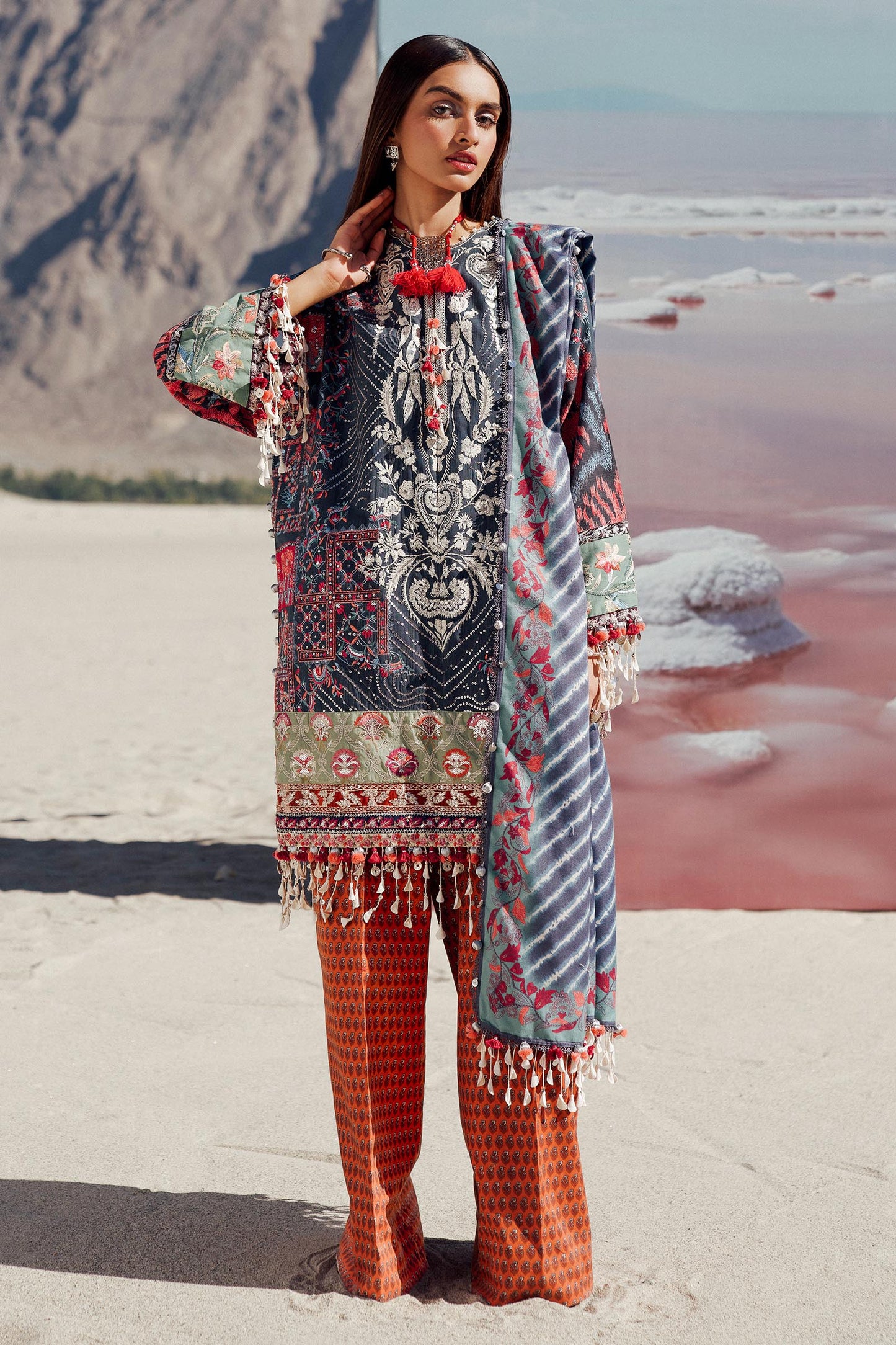 Sana Safinaz | Winter Shawl 24 | S241-007B-3CP - Pakistani Designer Dress - by Sana Safinaz | Type: - 100% Original at Saira Sultan