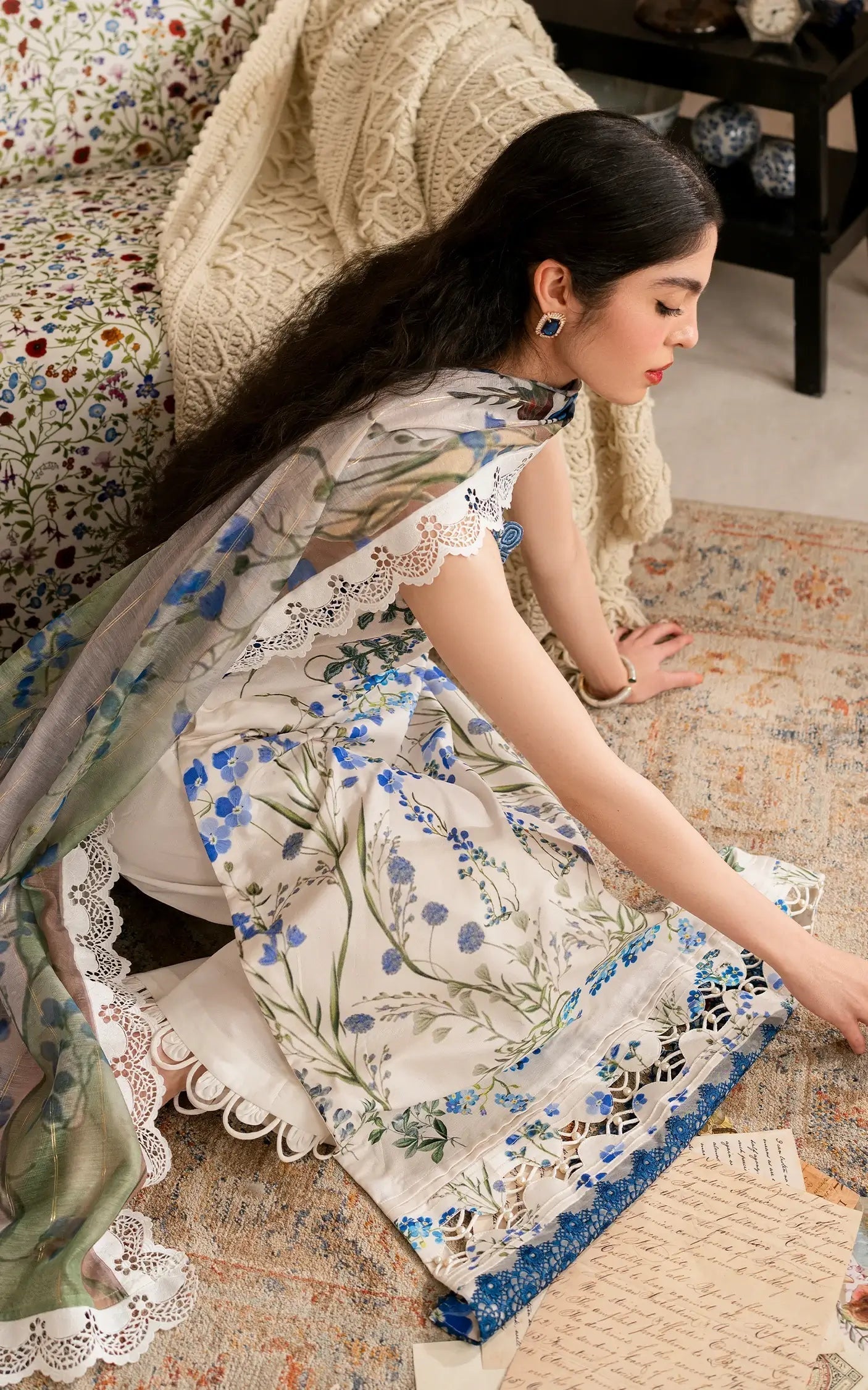 Asifa and Nabeel | Meraki Vintage 25 | Shabnam (MVL25-13) Custom Size Off White Lawn