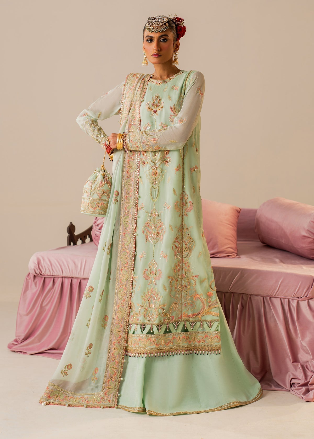 Shurooq | Zara Edit 24 | Daalia XL Mint Gray Chiffon