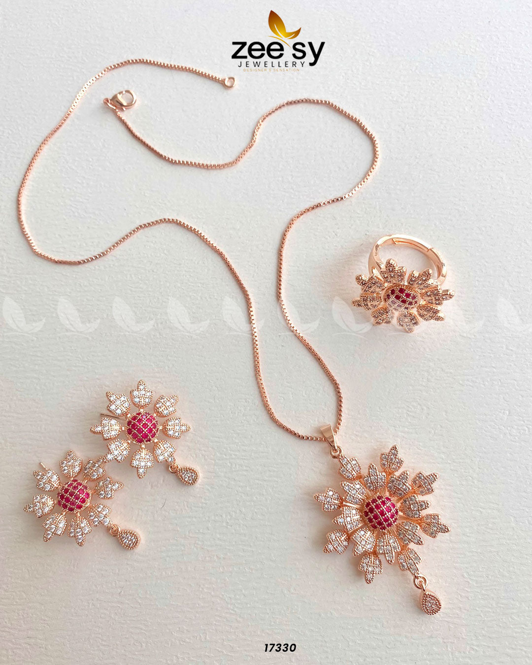 Sunflower Necklace Golden Ruby