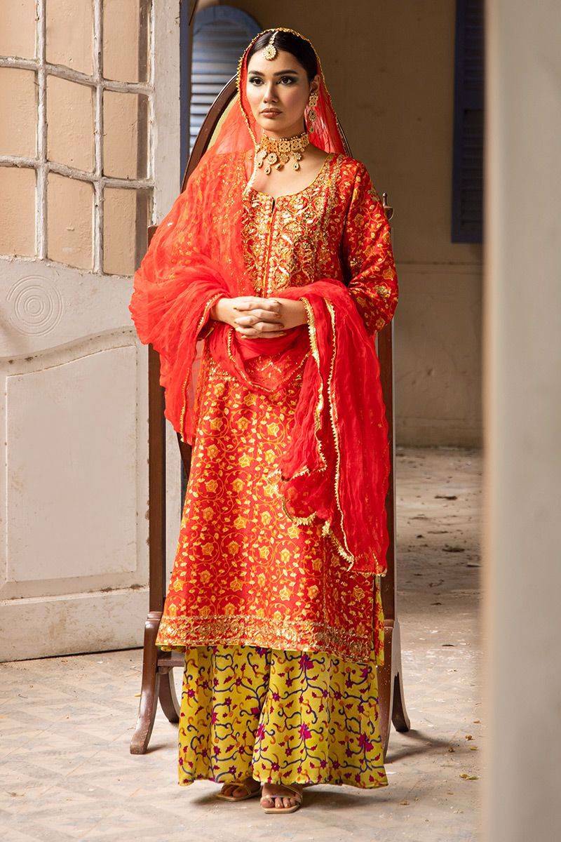 The Pink Tree Company | Wedding Wear | TANGERINE IN RED - Pakistani Designer Dress - by The Pink Tree Company | Type: Formal - 100% Original at Saira Sultan