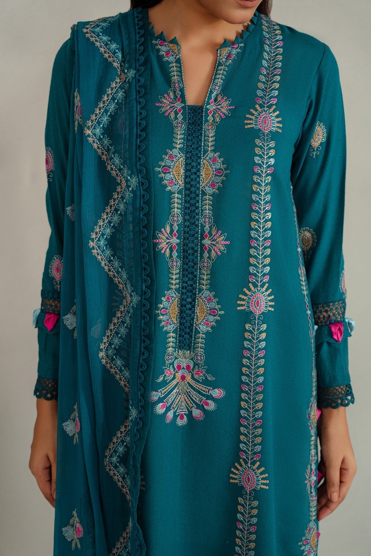 Taana Baana | Manzil Winter | S3389B M Teal Green Karandi