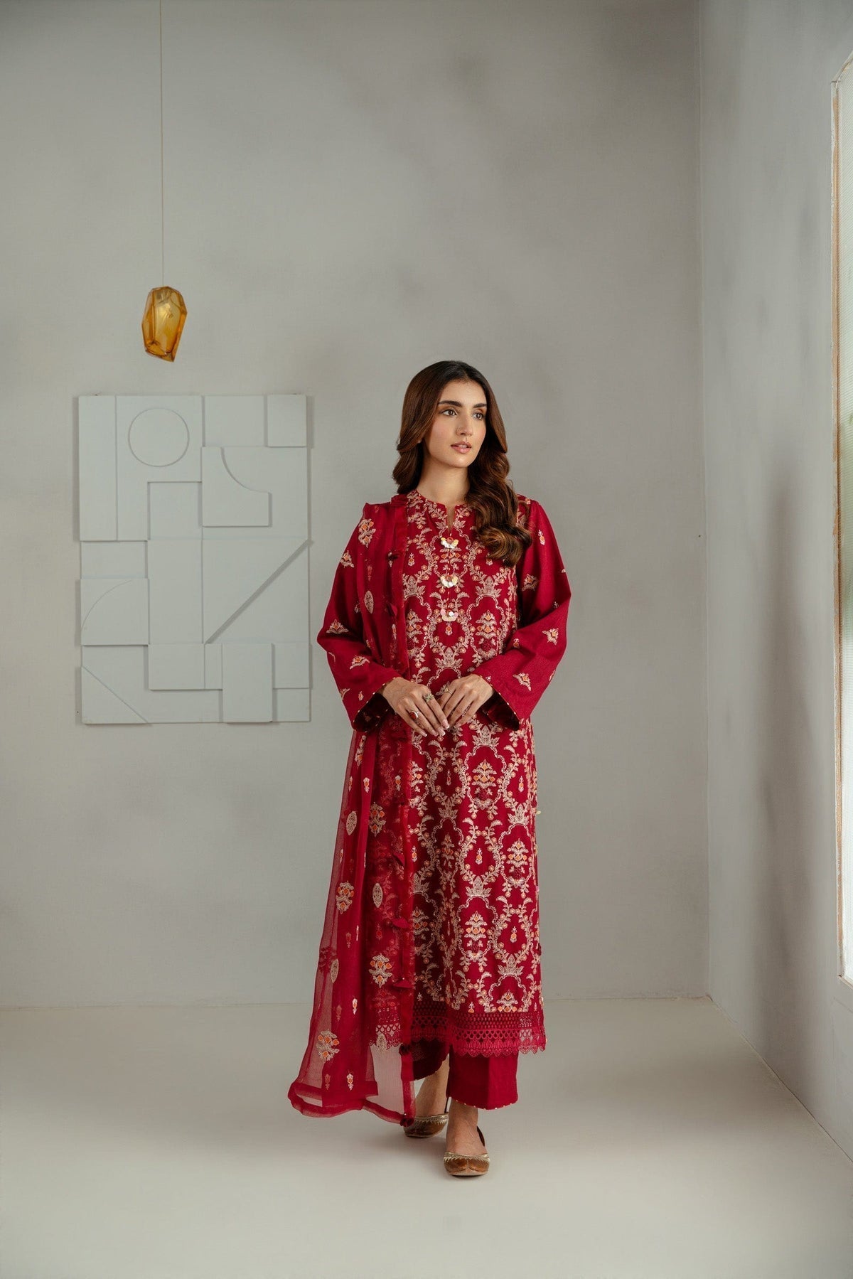 Taana Baana | Manzil Winter | M3406A XS Maroon Karandi