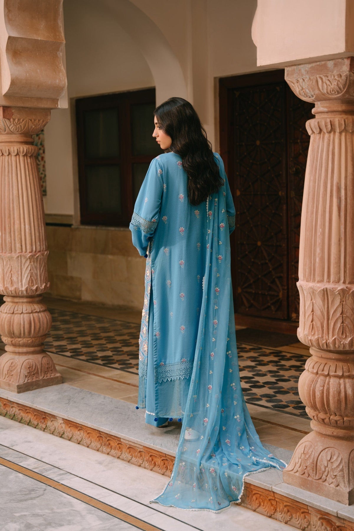 Taana Baana | Manzil Winter | M3403A S Sky Blue Karandi