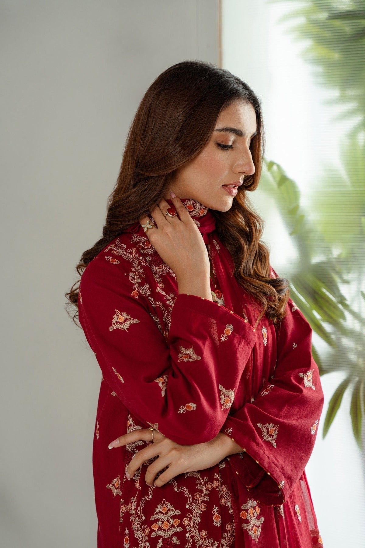 Taana Baana | Manzil Winter | M3406A L Maroon Karandi