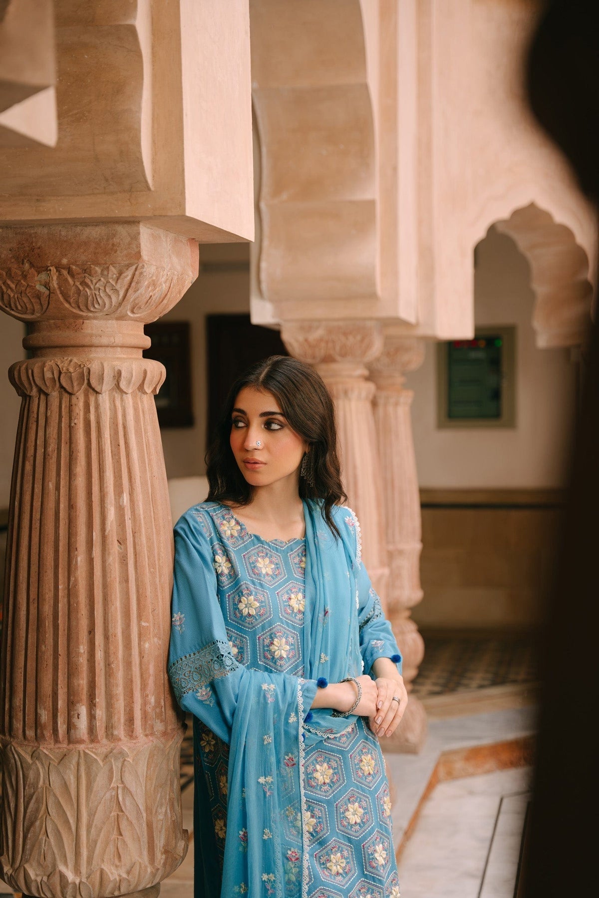 Taana Baana | Manzil Winter | M3403A M Sky Blue Karandi