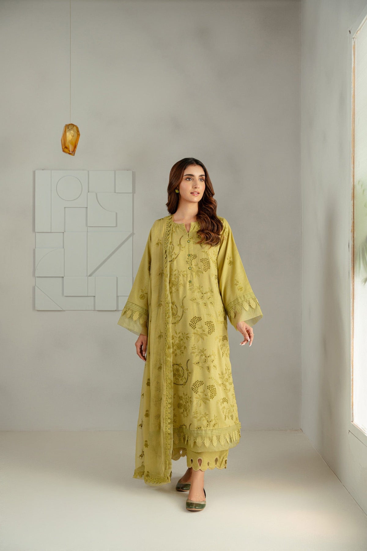 Taana Baana | Manzil Winter | C3416A XS Parrot Green Karandi