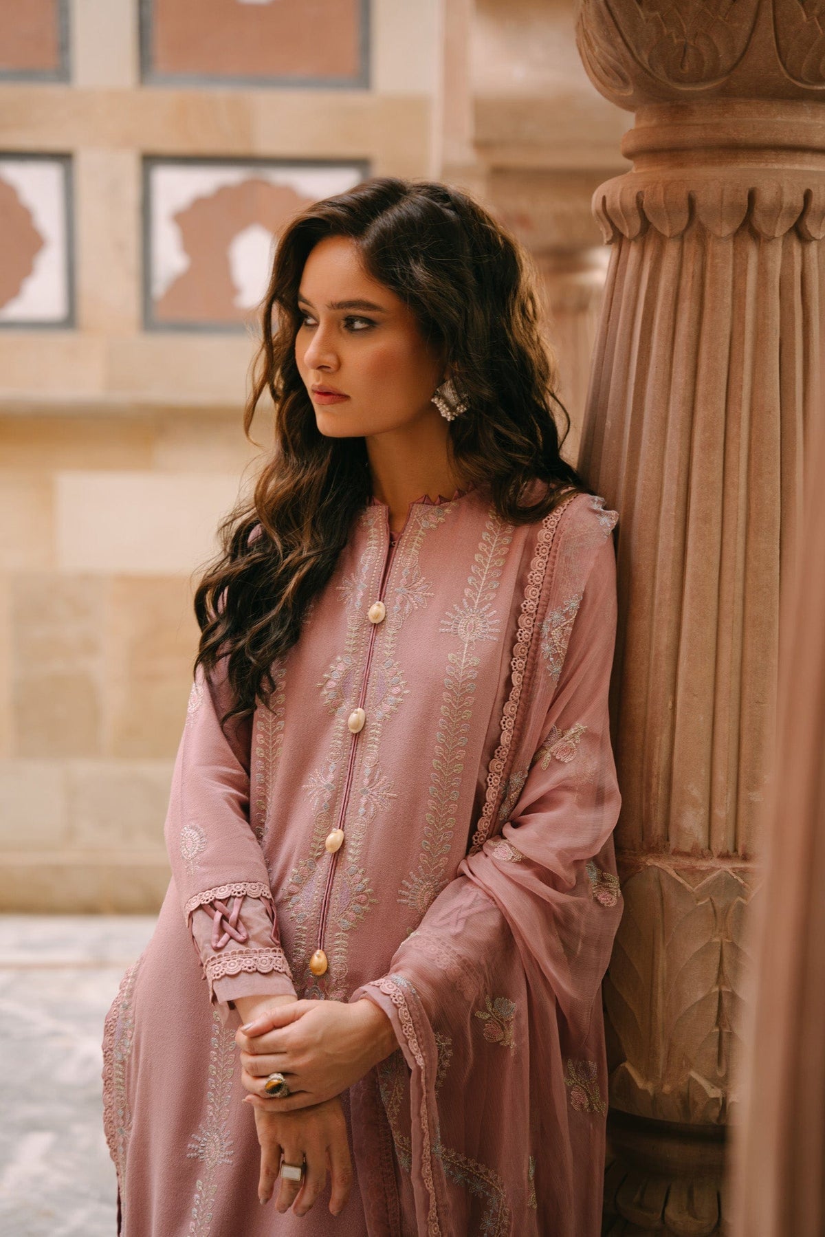 Taana Baana | Manzil Winter | S3389A M Tea Pink Karandi