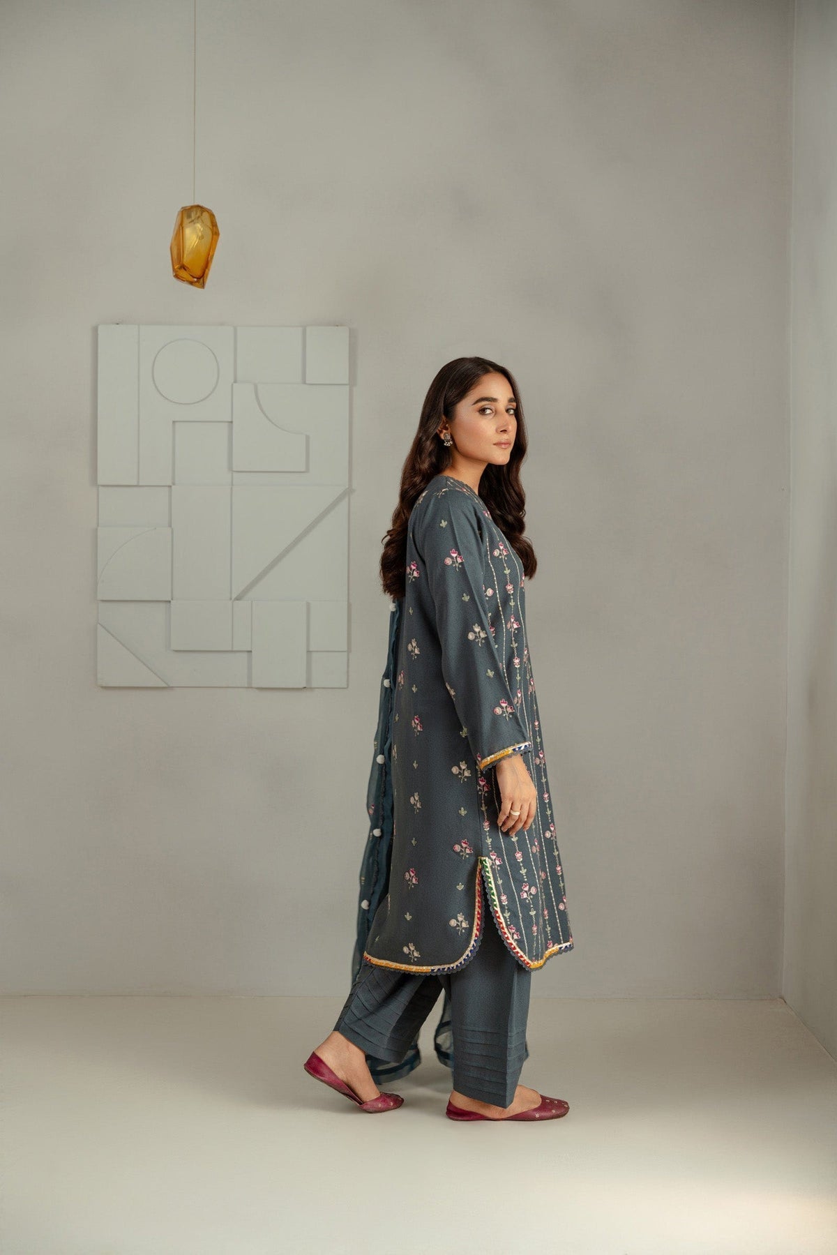 Taana Baana | Manzil Winter | C3413A S Denim Blue Karandi