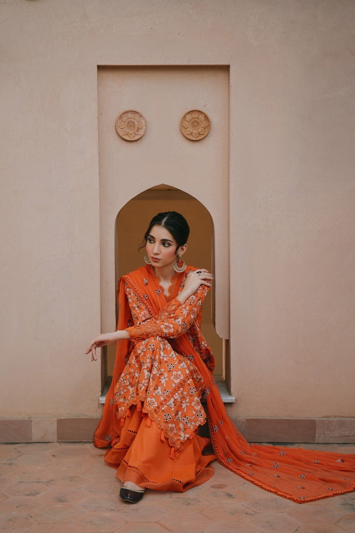 Taana Baana | Manzil Winter | C3411A L Slub Khaddar Orange