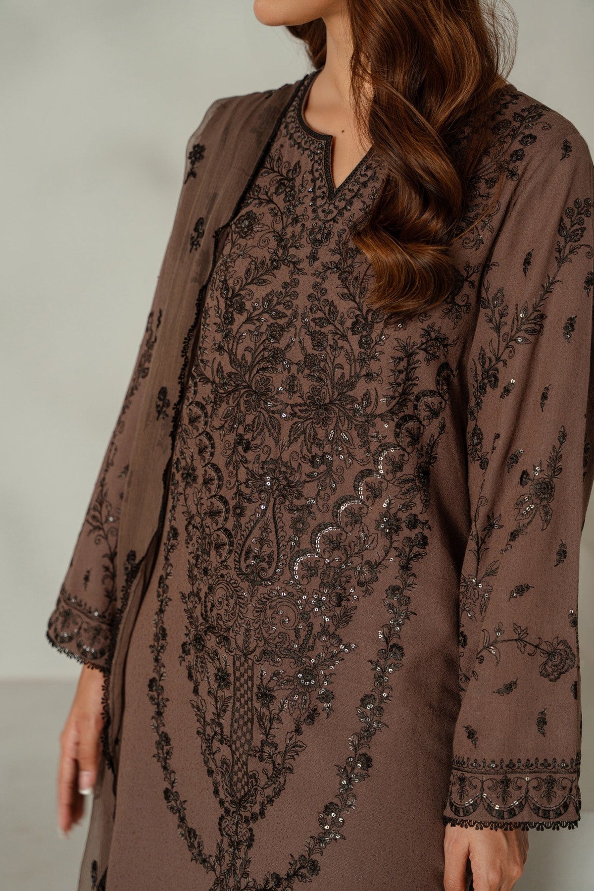 Taana Baana | Manzil Winter | S3393 L Brownish Grey Karandi