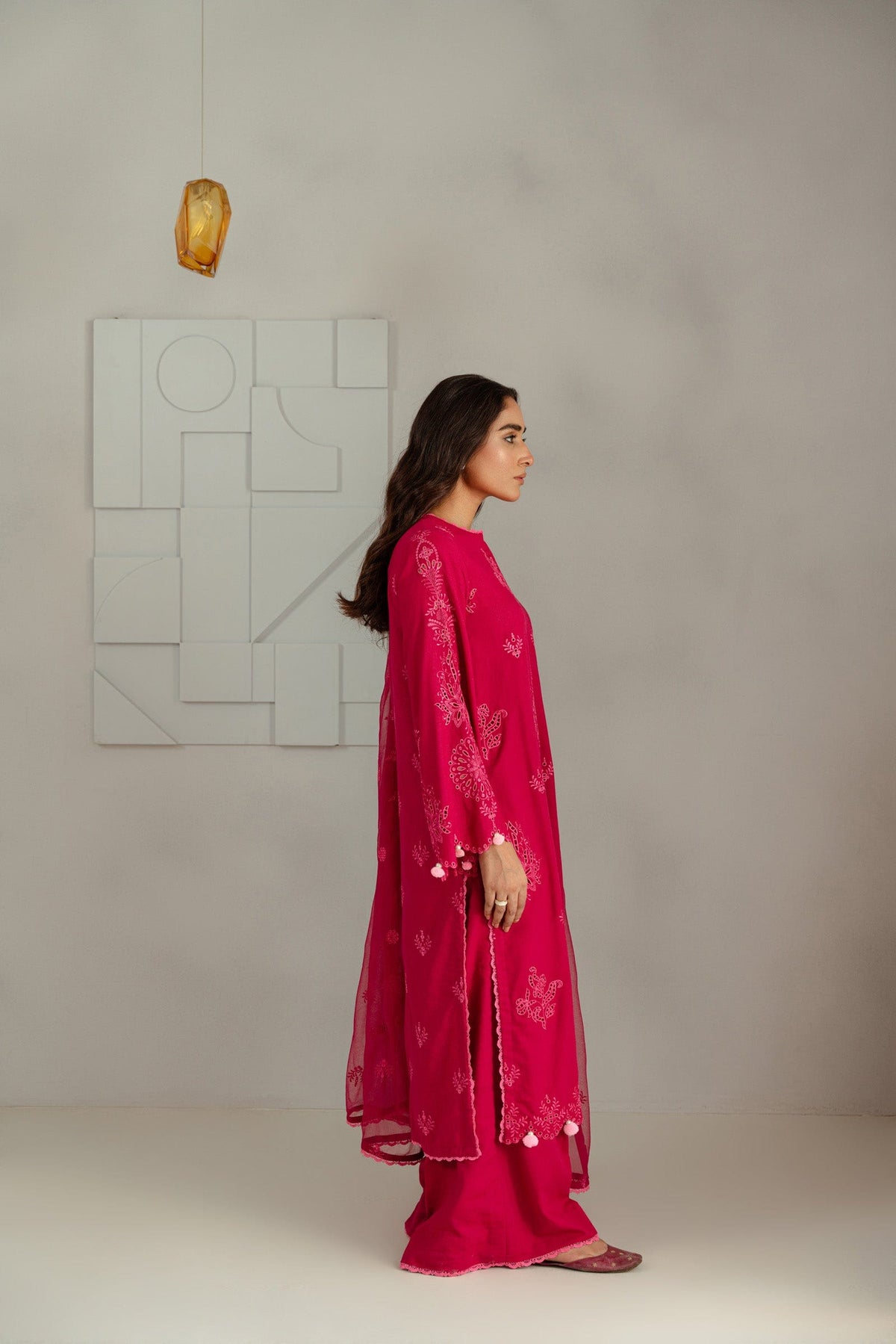 Taana Baana | Manzil Winter | B3397 L Carrot Pink Karandi