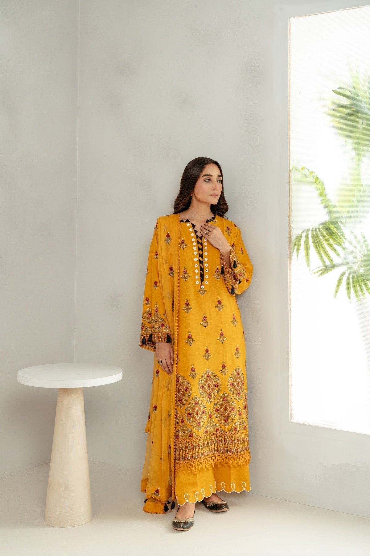 Taana Baana | Manzil Winter | C3414A XS Mustard Yellow Karandi