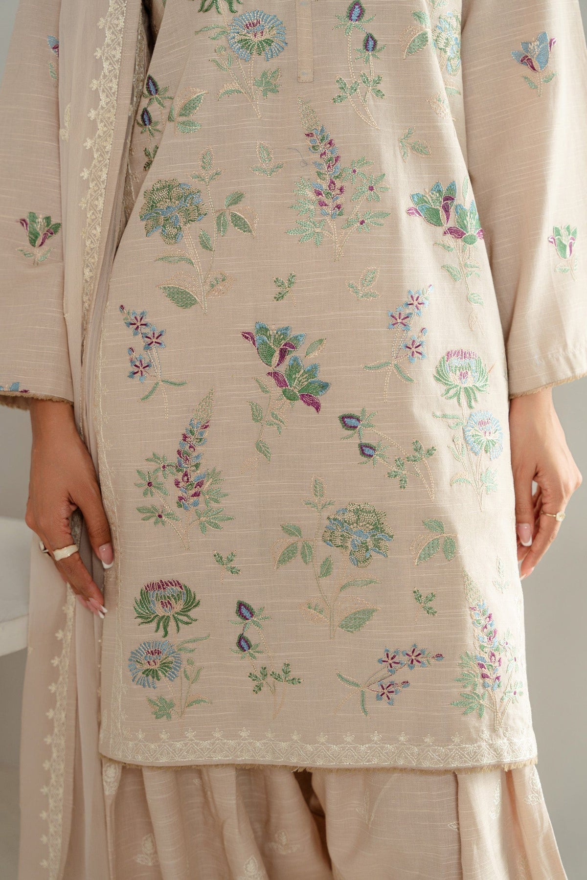 Taana Baana | Manzil Winter | S3394B M Light Skin Slub Khaddar