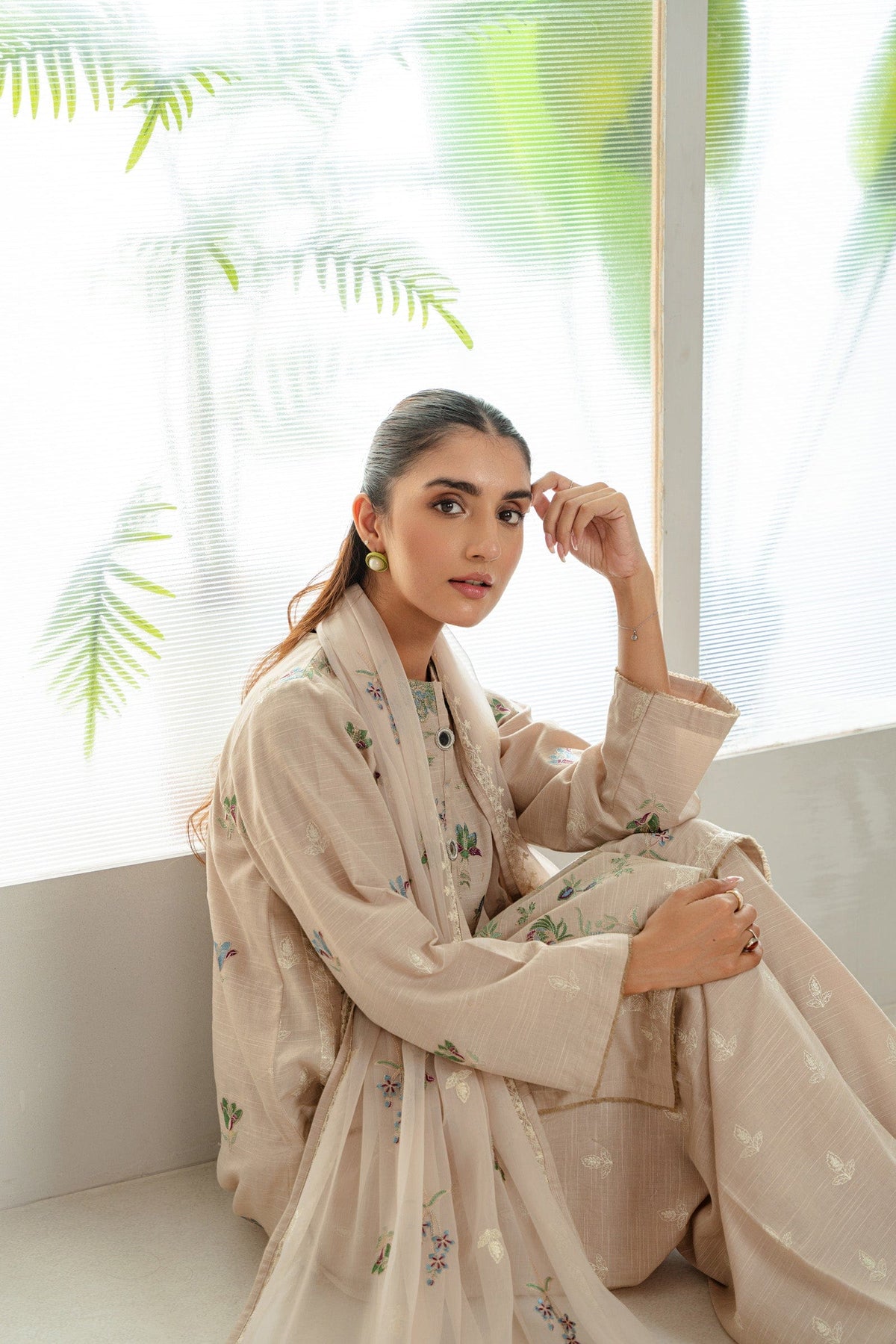 Taana Baana | Manzil Winter | S3394B L Light Skin Slub Khaddar