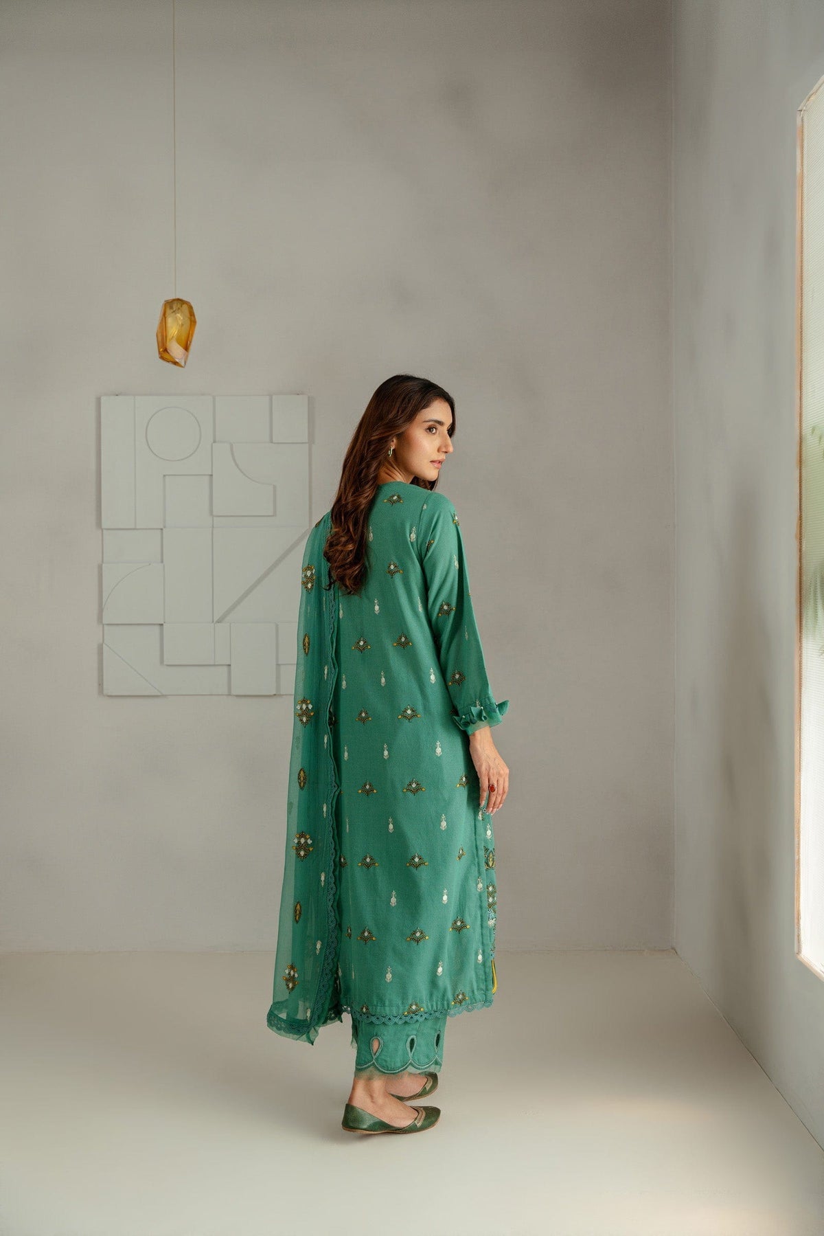 Taana Baana | Manzil Winter | M3406B S Green Blue Karandi