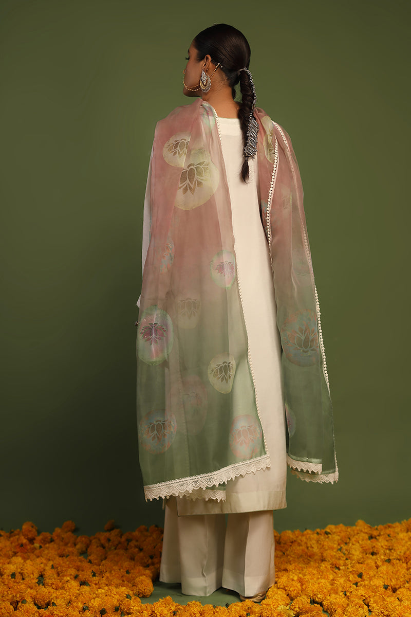 Wardha Saleem | Luxury Pret Traditional Wear | KANWAL - SHIRT WITH PANTS (2 PC) S Off White Raw Silk