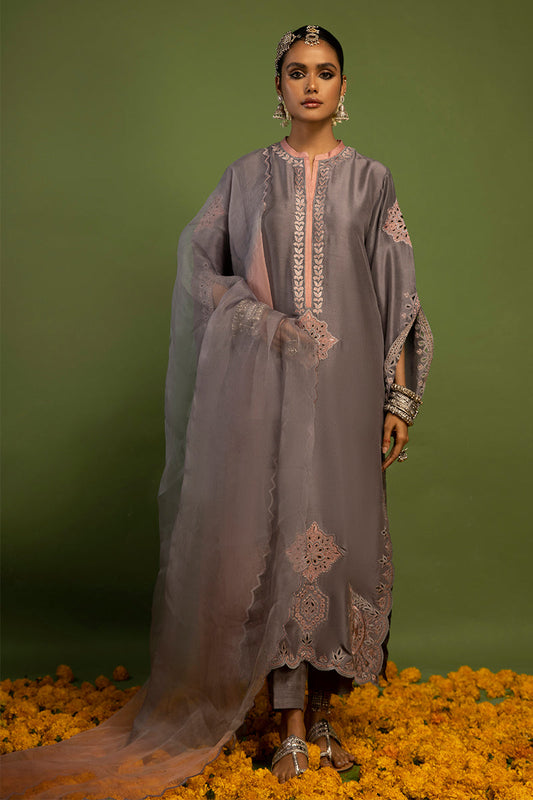 Wardha Saleem | Luxury Pret Traditional Wear | SUROOR - PURE SILK (2 PC) XS Gray Raw Silk