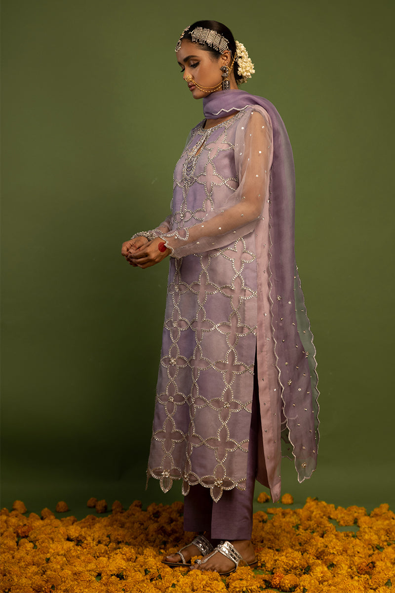 Wardha Saleem | Luxury Pret Traditional Wear | SARAAB - LILAC HEAVY FORMAL (2 PC) L Lilac Raw Silk