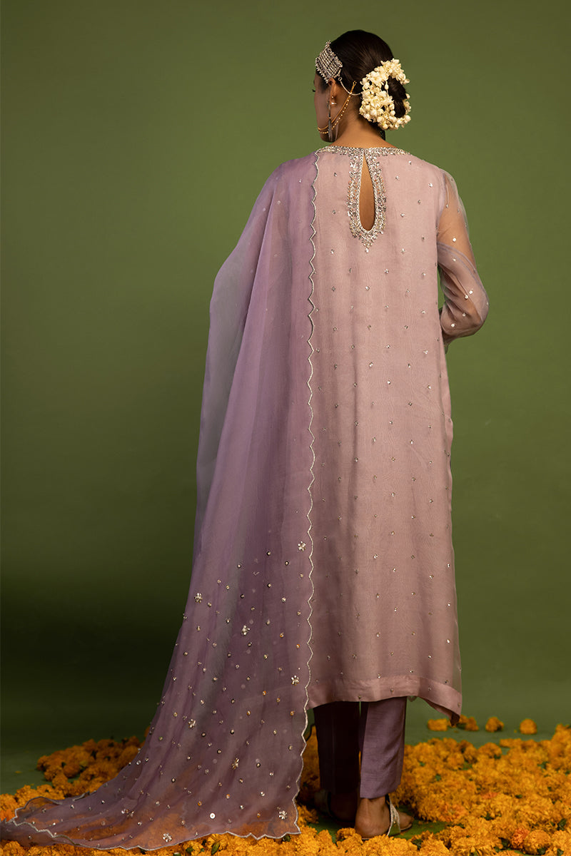 Wardha Saleem | Luxury Pret Traditional Wear | SARAAB - LILAC HEAVY FORMAL (2 PC) S Lilac Raw Silk