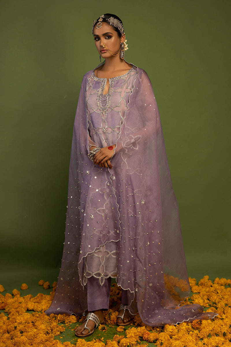 Wardha Saleem | Luxury Pret Traditional Wear | SARAAB - LILAC HEAVY FORMAL (2 PC) M Lilac Raw Silk