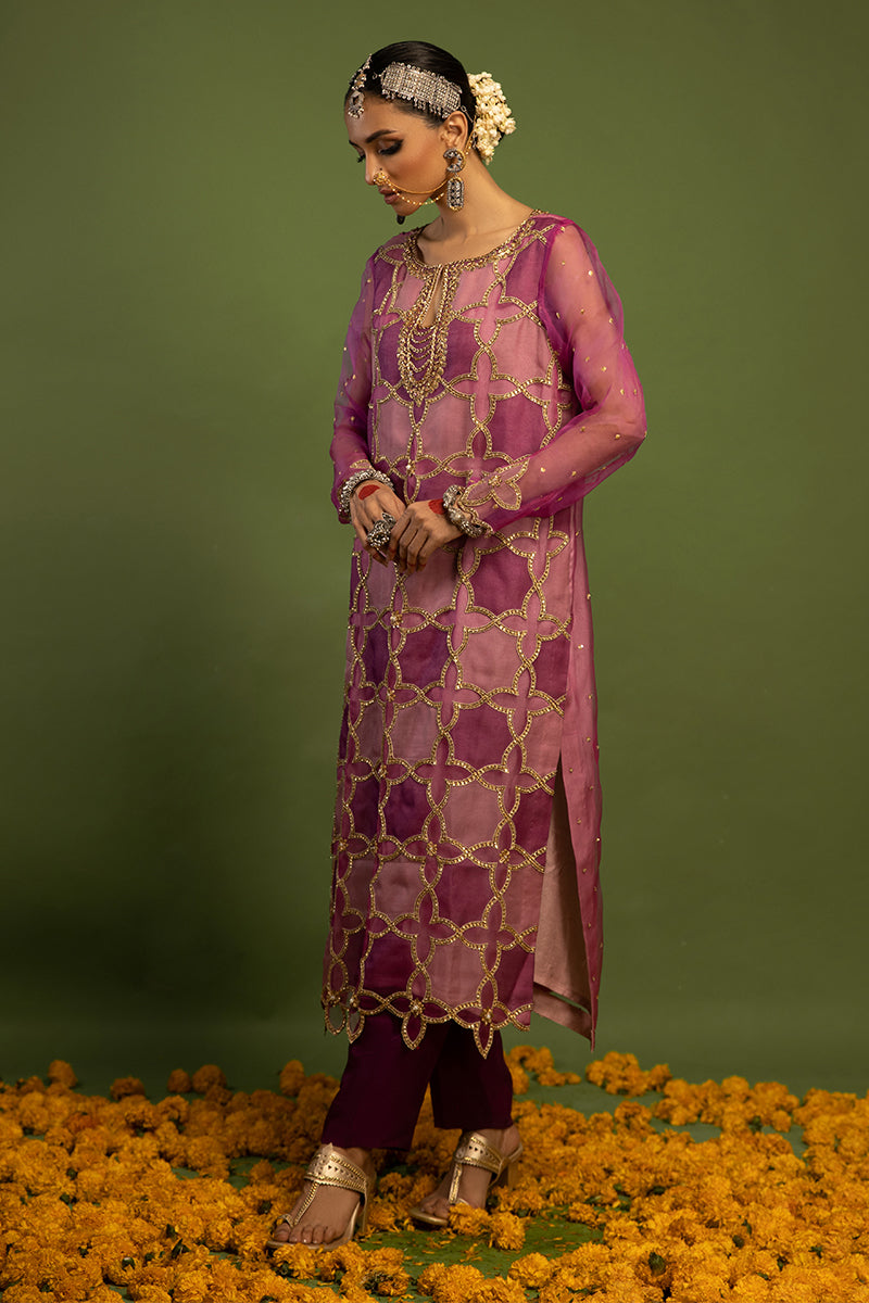 Wardha Saleem | Luxury Pret Traditional Wear | SARAAB - PLUM HEAVY (2 PC) XL Pink Raw Silk
