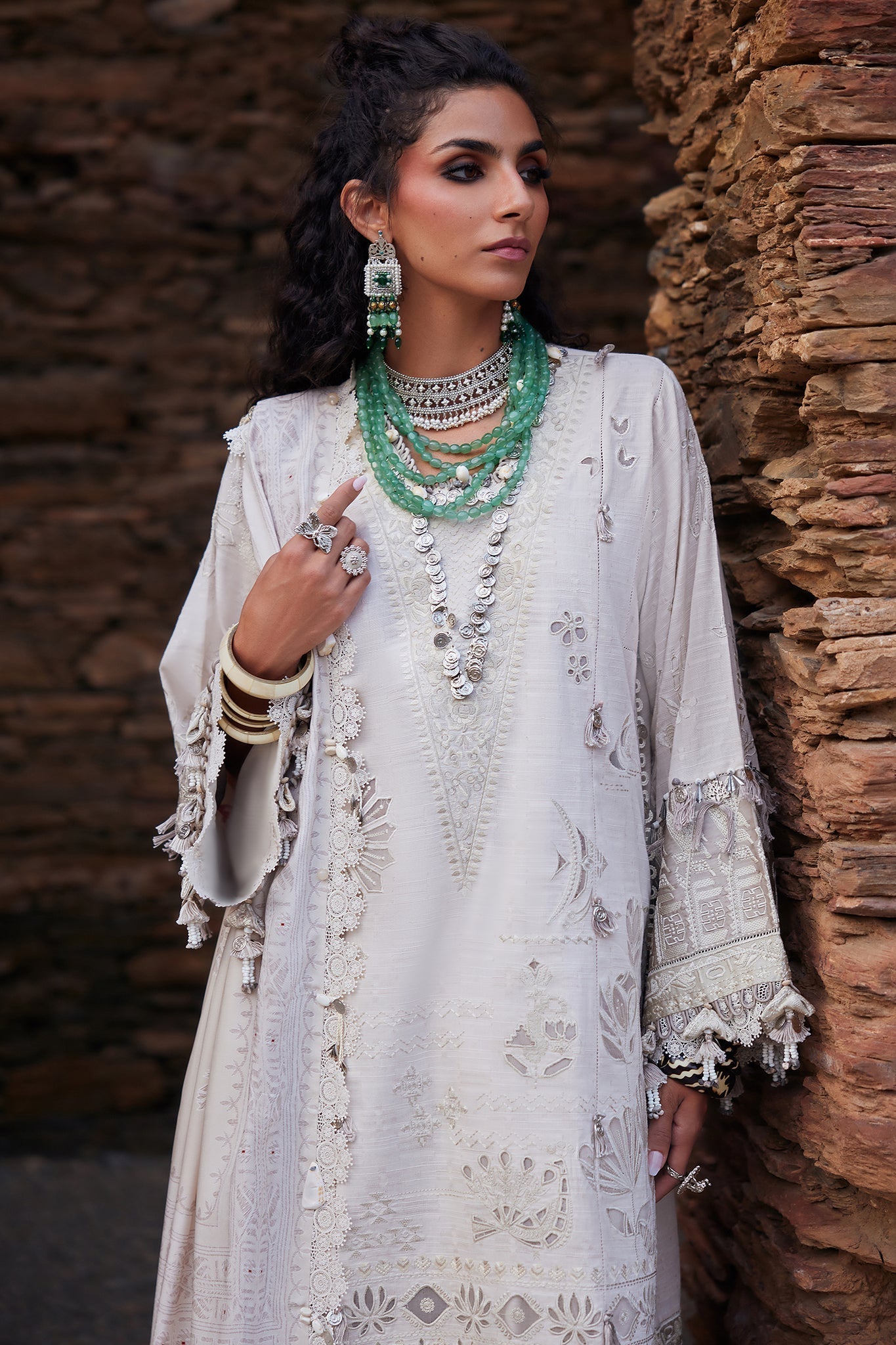 Elan | Winter Collection 24 | THALINA (EW24-05) S White Jacquard