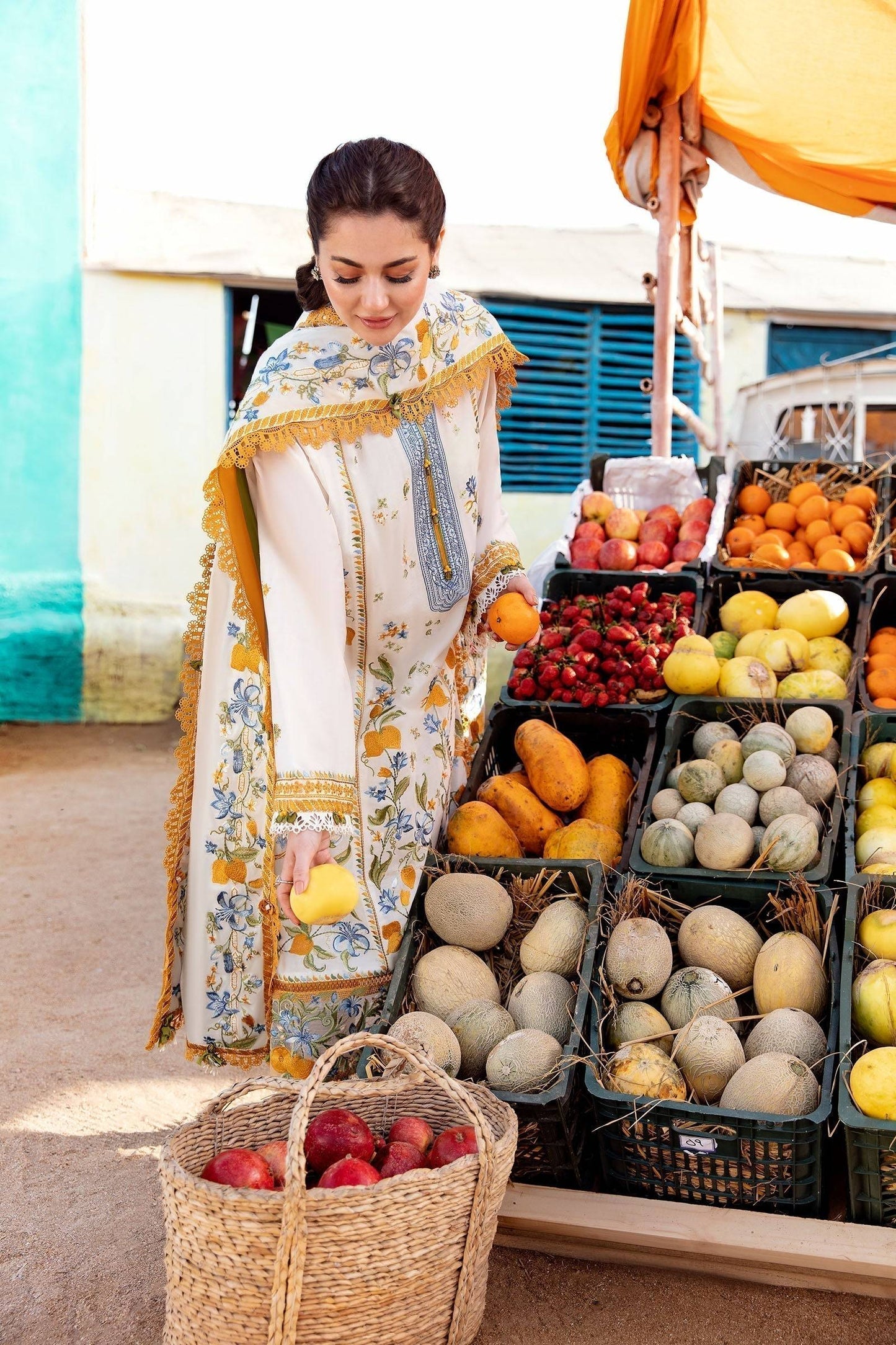Zaha | Embroidered Lawn Collection | LEYA (ZL23-07 A) - Pakistani Designer Dress - by Zaha | Type: Luxury - 100% Original at Saira Sultan