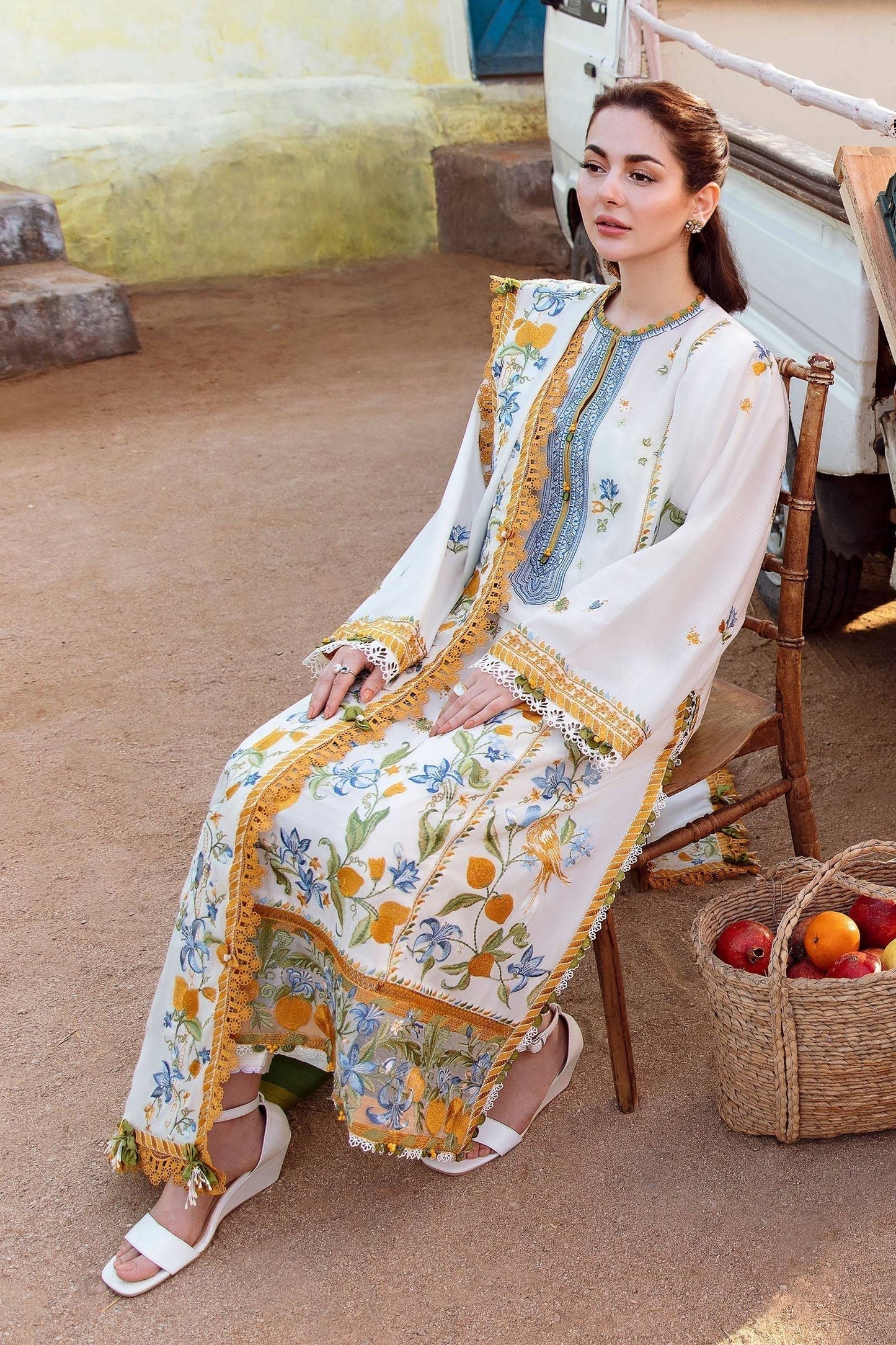Zaha | Embroidered Lawn Collection | LEYA (ZL23-07 A) - Pakistani Designer Dress - by Zaha | Type: Luxury - 100% Original at Saira Sultan