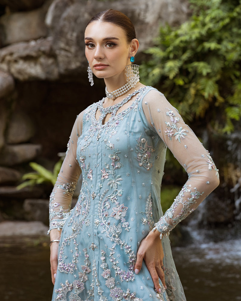 Ain | Cascade Party Wears | AN-105 L Ice Blue Net