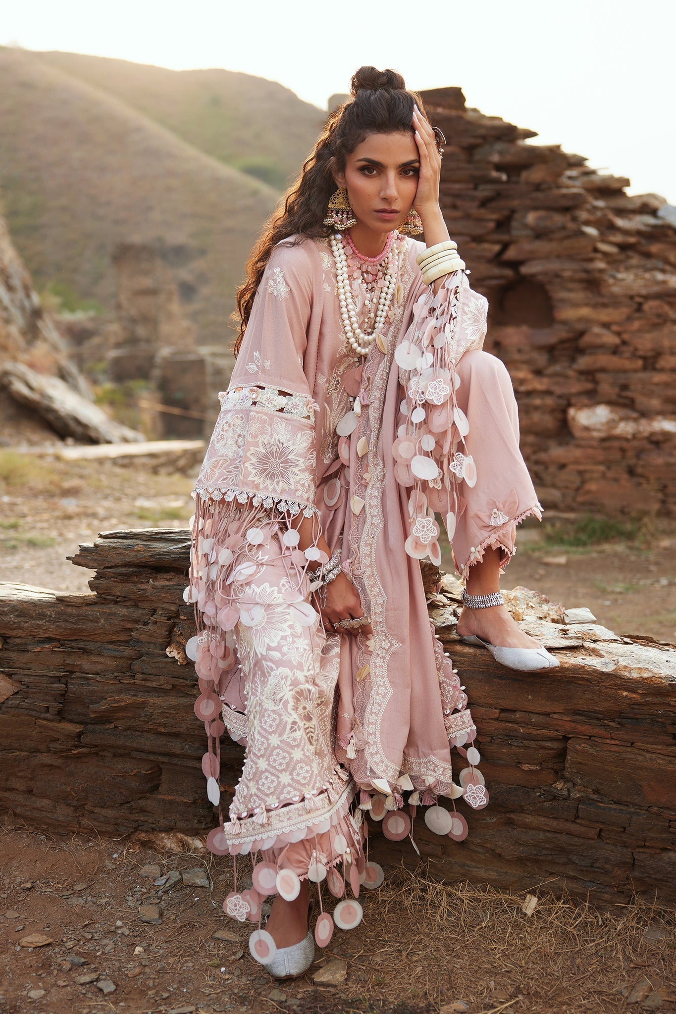 Elan | Winter Collection 24 | AURELIA (EW24-04) Custom Size Pastel Pink Karandi