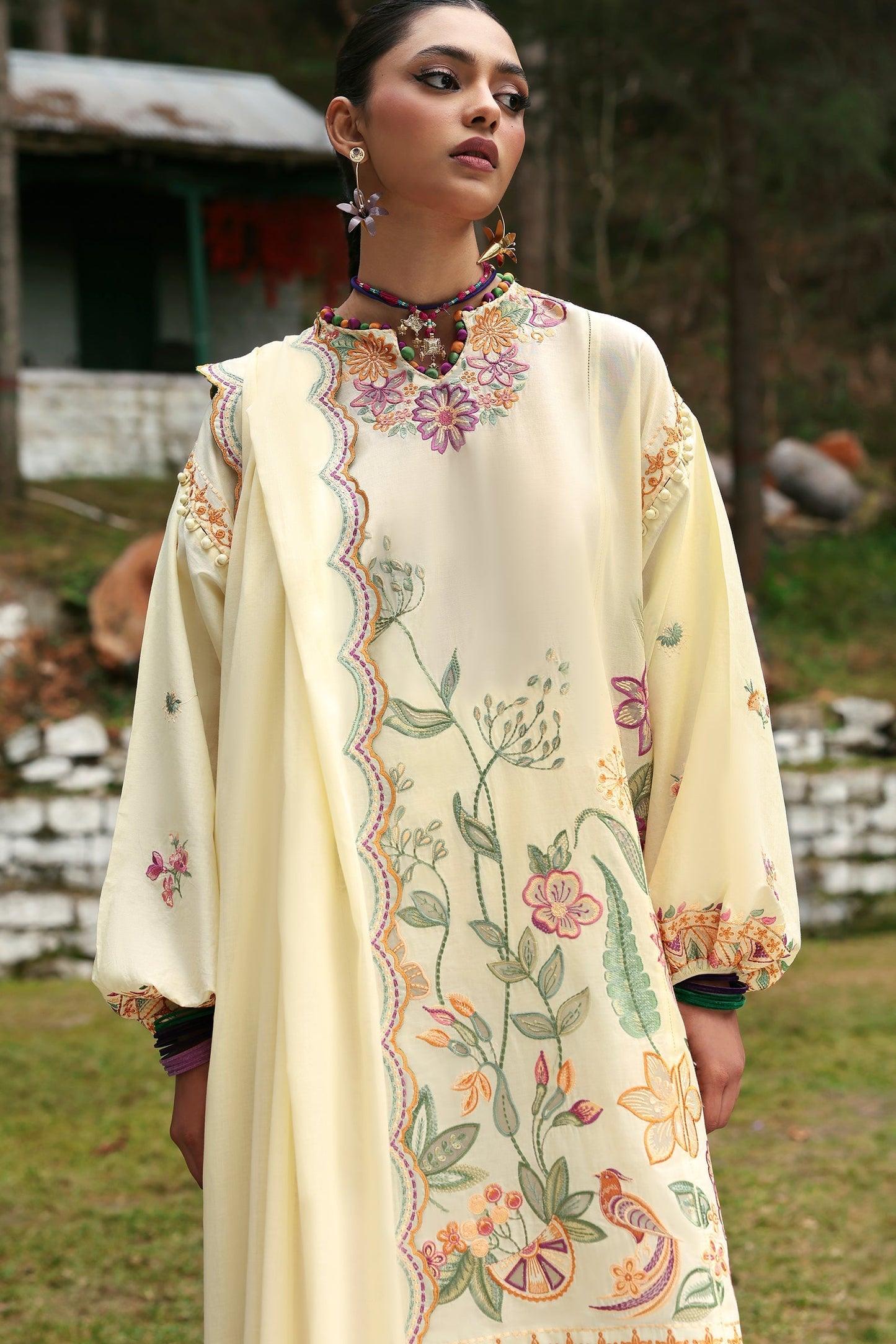 Zaha | Lawn 25 | ZANIA (ZL25-13 A) S Pastel Yellow Lawn