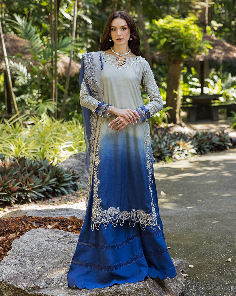 Ain | Cascade Party Wears | AN-104 XS Gray Korean Raw Silk