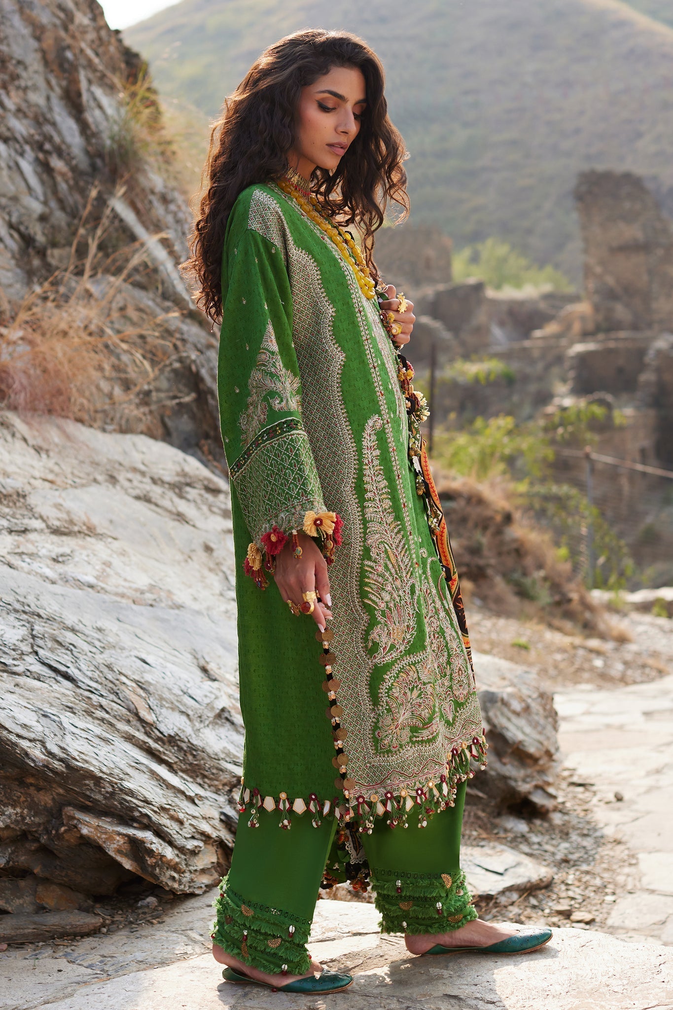 Elan | Winter Collection 24 | CORA (EW24-03) S Green Jacquard