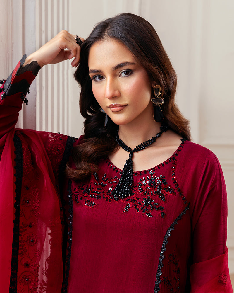Ain | Zahra Formal Edit 25 | AN-116 XL Red Raw Silk