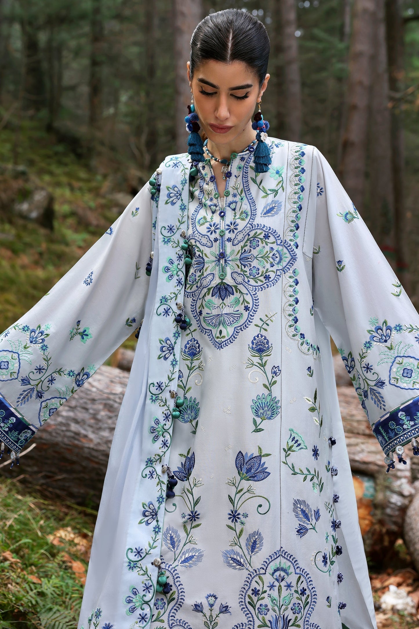 Zaha | Lawn 25 | KASHUR (ZL25-11 A) L Ice Blue Lawn