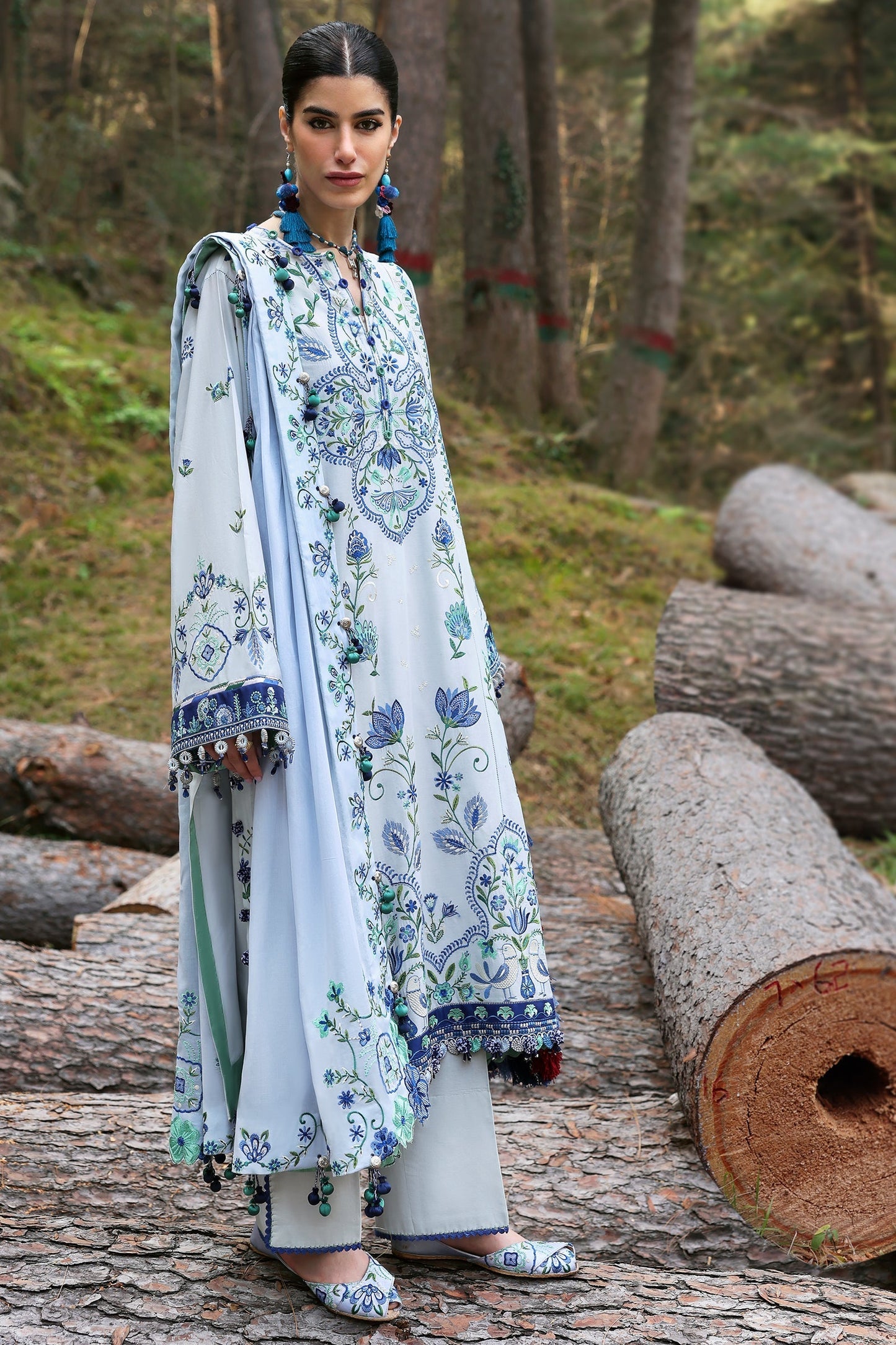 Zaha | Lawn 25 | KASHUR (ZL25-11 A) S Ice Blue Lawn