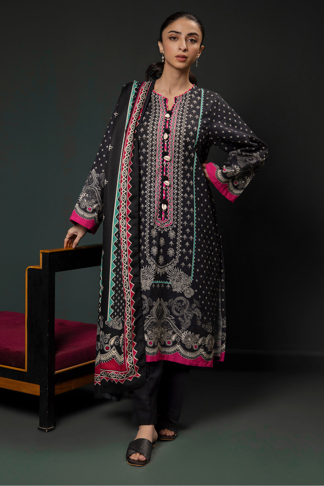Zellbury | Winter Pret | Kurta Shawl Trouser - 3008