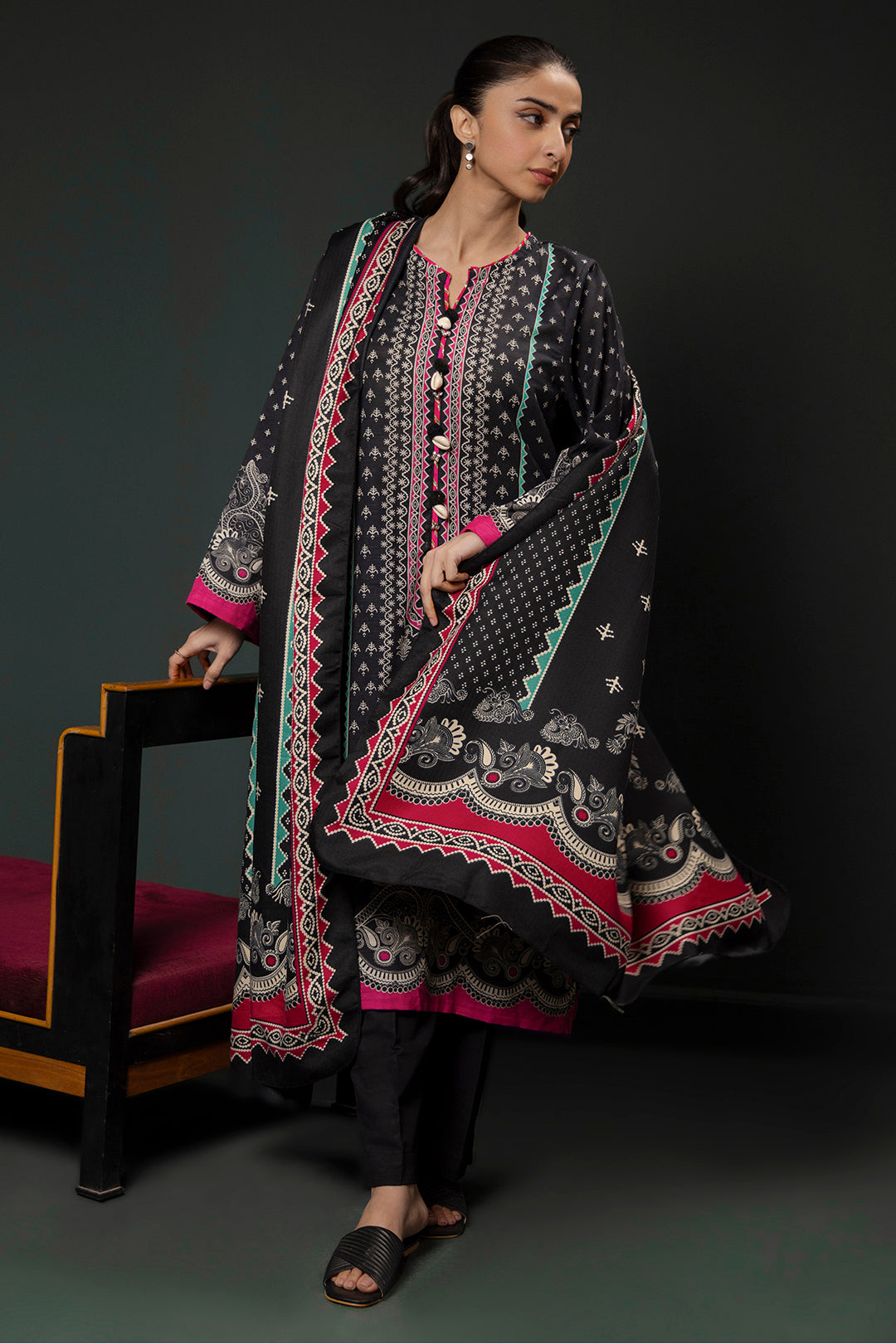 Zellbury | Winter Pret | Kurta Shawl Trouser - 3008