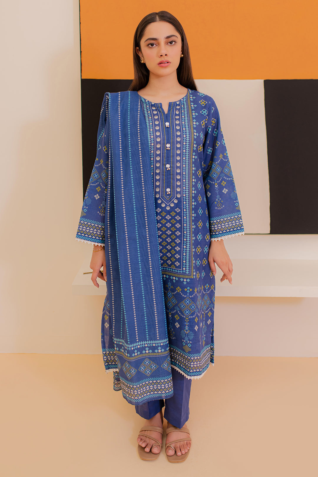 Zellbury | Winter Pret | Kurta Dupatta Trouser - 3039